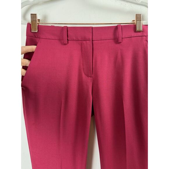 Theory Magenta Virgin Wool Blend Dress Pants Preppy Classy Chic Work Office 00 - Picture 2 of 6